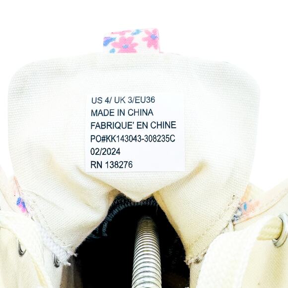 FabKids Girls Floral Canvas Combat Boots – Size 4 - Picture 6 of 8